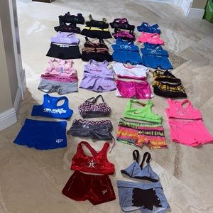 Youth Cheerleading Gymnastics Dance Practice Sets - Sports bras and shorts
